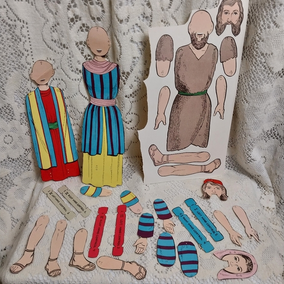 1953 Bible Puppets Paper Marionette Puppet Playhouse Kit Standard Publishing - Picture 5 of 8